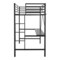 Emma and Oliver Jensen Metal Loft Bed Frame with Desk, Protective Guard Rails and Ladder for Kids, Teens and Adults